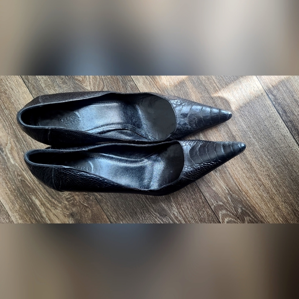 Gucci Snakeskin Black Heels
